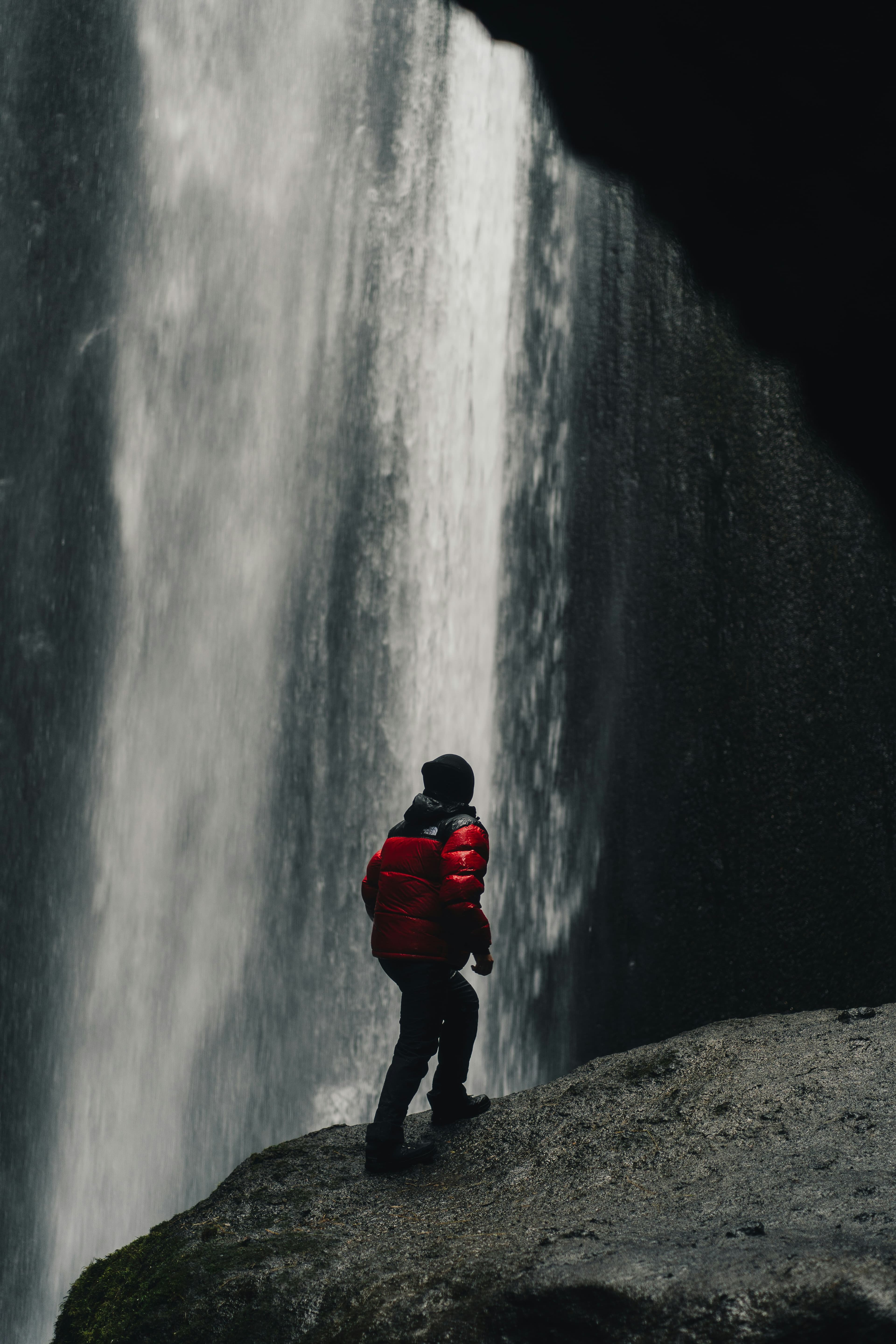 Hiking at a waterfall
